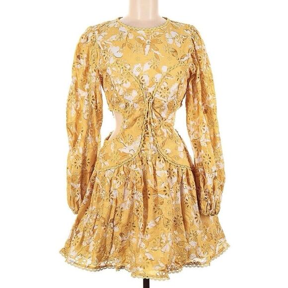 Women’s Sabo Zaco Elysees Yellow Mini Dress Size Medium - Picture 2 of 5